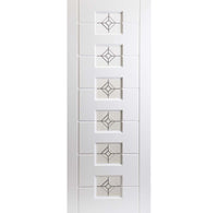White PVC lomond lightly grained door diamonds style glass