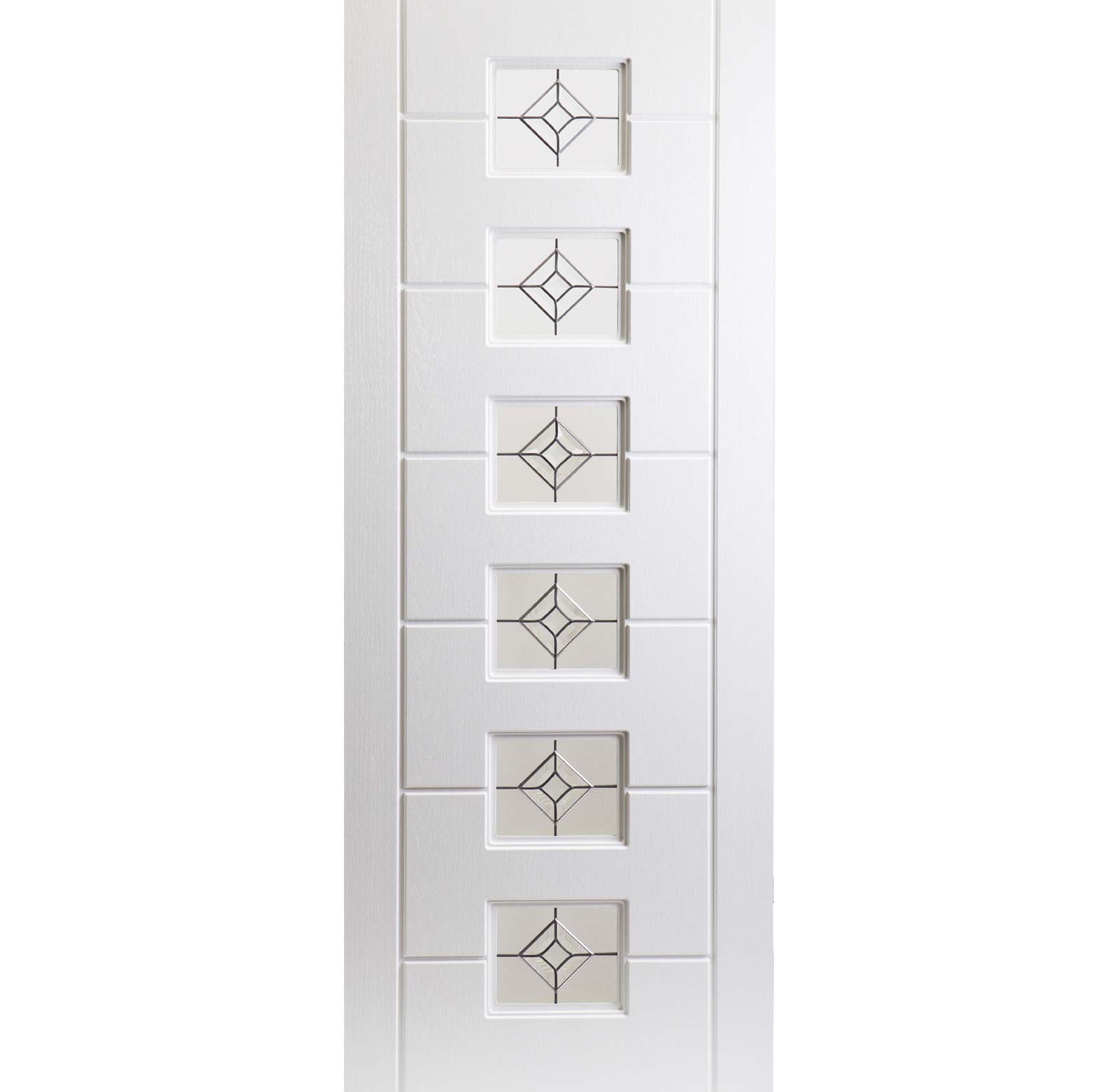 White PVC lomond lightly grained door diamonds style glass