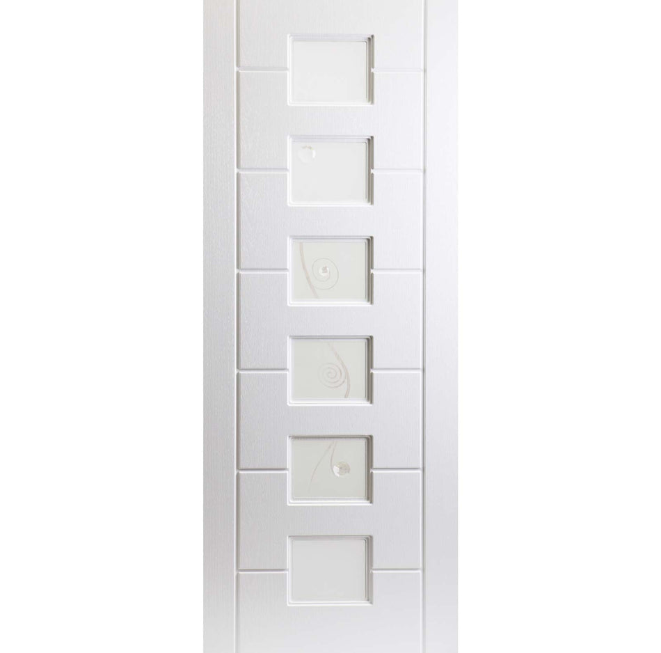 White PVC lomond lightly grained door jewelled vine style glass
