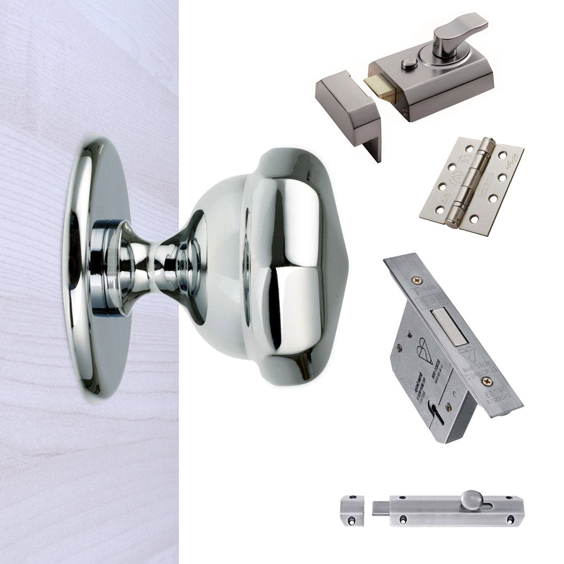 External M219 Victorian Octagonal Knob Stable Door Handle Pack - Chrome Finish