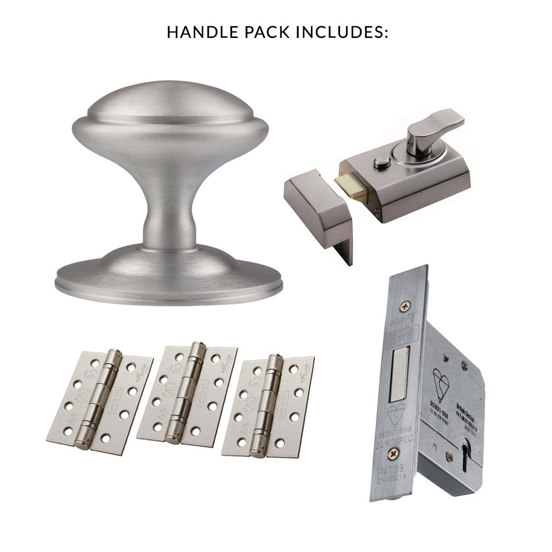 External M61 Centre Knob Front Door Handle Pack - Chrome Finish