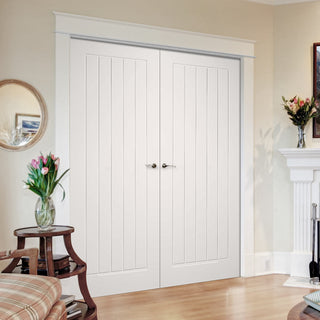 Image: Mexicano Fire Internal Door Pair - 1 Hour Rated - White Primed