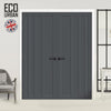 Malmo 4 Panel Solid Wood Internal Door Pair UK Made DD6401 - Eco-Urban® Stormy Grey Premium Primed