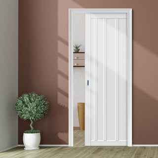 Image: Handmade Eco-Urban® Malmo 4 Panel Single Evokit Pocket Door DD6401 - Colour & Size Options