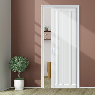 Image: Bespoke Handmade Eco-Urban® Malmo 4 Panel Single Evokit Pocket Door DD6401 - Colour Options