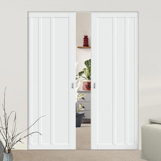 Image: Handmade Eco-Urban® Malmo 4 Panel Double Absolute Evokit Pocket Door DD6401 - Colour & Size Options