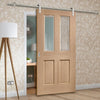 Saturn Tubular Stainless Steel Sliding Track & Malton Oak Door - Bevelled Clear Glass - Prefinished