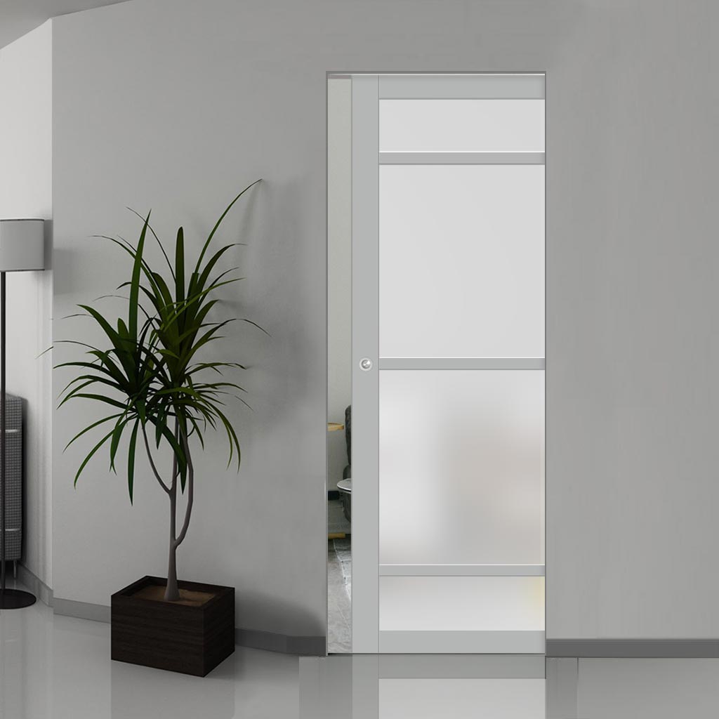 Handmade Eco-Urban® Malvan 4 Pane Single Absolute Evokit Pocket Door DD6414SG Frosted Glass - Colour & Size Options