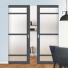 Handmade Eco-Urban Malvan 4 Pane Double Absolute Evokit Pocket Door DD6414SG Frosted Glass - Colour & Size Options