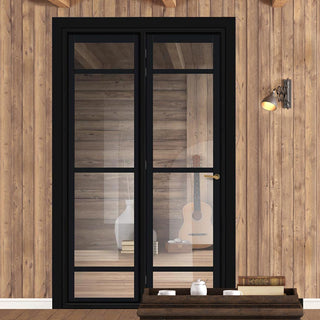 Image: Urban Ultimate® Room Divider Malvan 4 Pane Door DD6414C with Matching Side - Clear Glass - Colour & Height Options