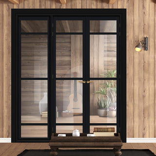 Image: Urban Ultimate® Room Divider Malvan 4 Pane Door Pair DD6414C with Matching Side - Clear Glass - Colour & Height Options