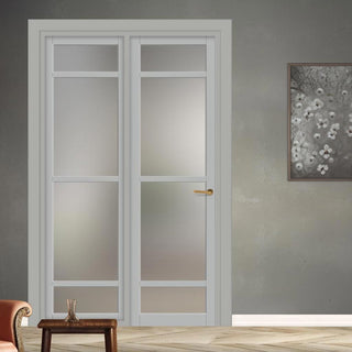 Image: Urban Ultimate® Room Divider Malvan 4 Pane Door DD6414F - Frosted Glass with Full Glass Side - Colour & Size Options