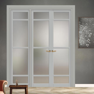 Image: Urban Ultimate® Room Divider Malvan 4 Pane Door Pair DD6414F - Frosted Glass with Full Glass Side - Colour & Size Options
