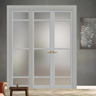 Image: Urban Ultimate® Room Divider Malvan 4 Pane Door Pair DD6414F - Frosted Glass with Matching Side - Colour & Size Options