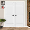 Malvan 4 Panel Solid Wood Internal Door Pair UK Made DD6414 - Eco-Urban® Cloud White Premium Primed