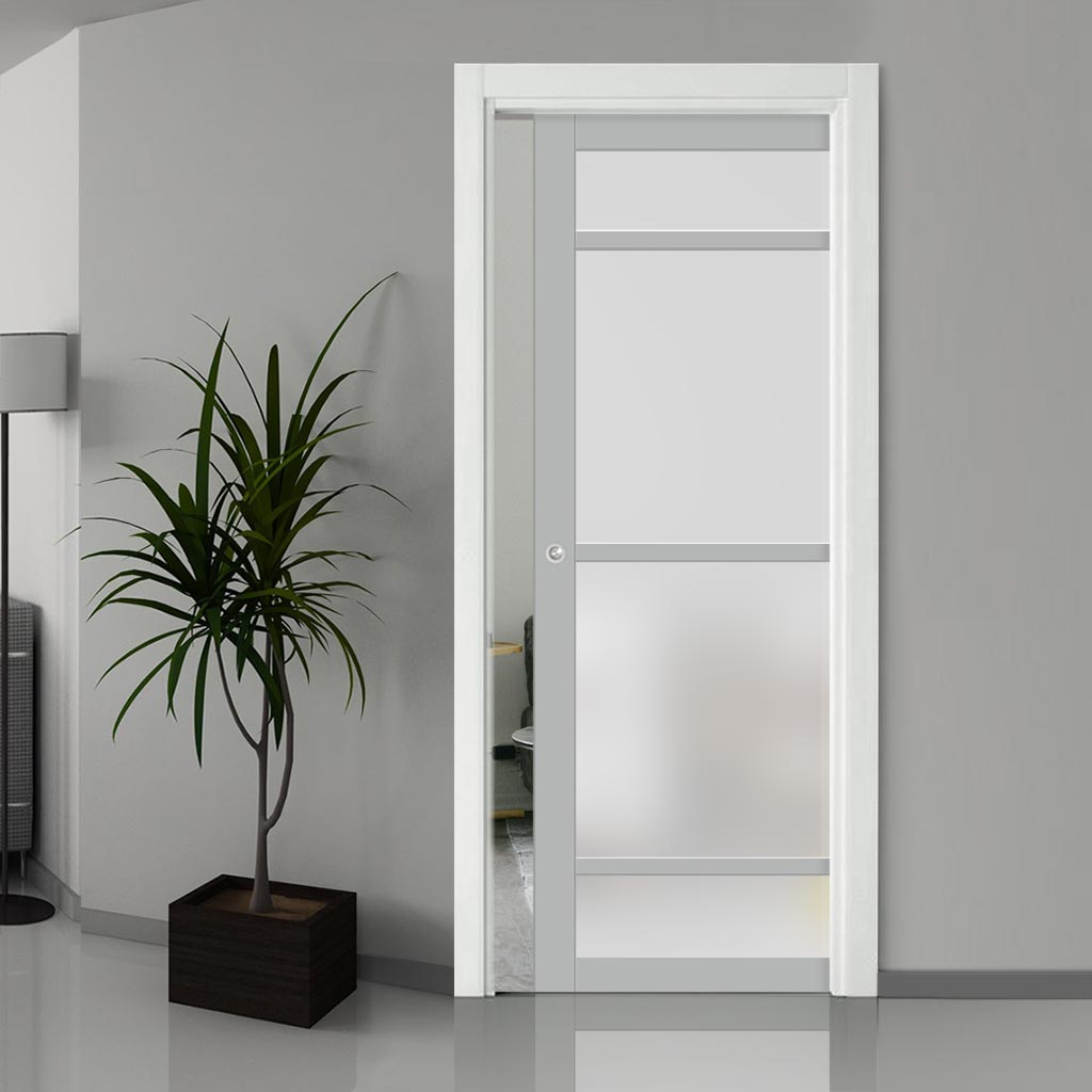 Bespoke Handmade Eco-Urban® Malvan 4 Pane Single Evokit Pocket Door DD6414SG Frosted Glass - Colour Options