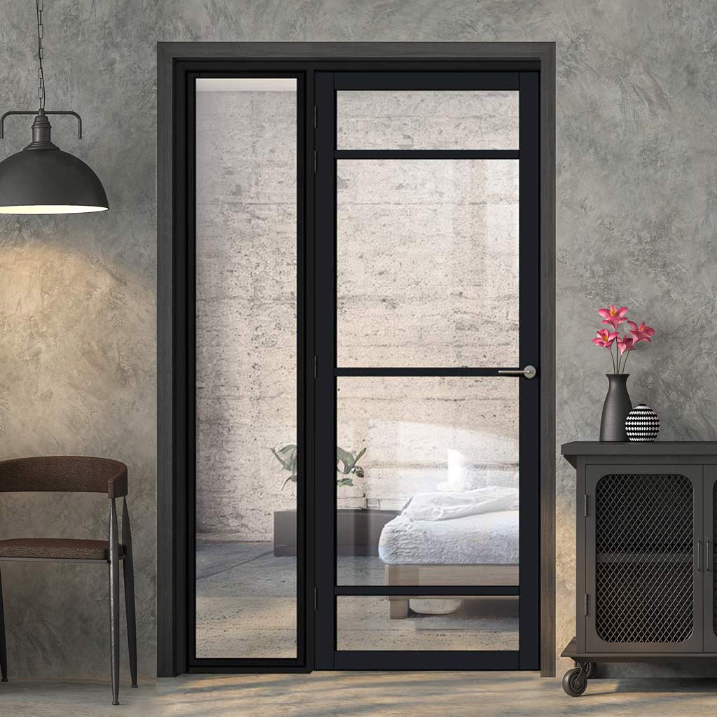 Room Divider - Handmade Eco-Urban® Malvan Door DD6414C - Clear Glass - Premium Primed - Colour & Size Options