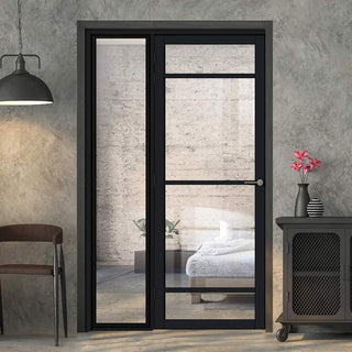 Image: Room Divider - Handmade Eco-Urban® Malvan Door DD6414C - Clear Glass - Premium Primed - Colour & Size Options