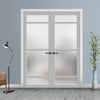 Handmade Eco-Urban Malvan 4 Pane Door Pair DD6414SG Frosted Glass - Light Grey Premium Primed