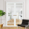 Eco-Urban Malvan 4 Pane Solid Wood Internal Door Pair UK Made DD6414G Clear Glass - Eco-Urban® Cloud White Premium Primed