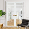 Handmade Eco-Urban Malvan 4 Pane Door Pair DD6414G Clear Glass - White Premium Primed