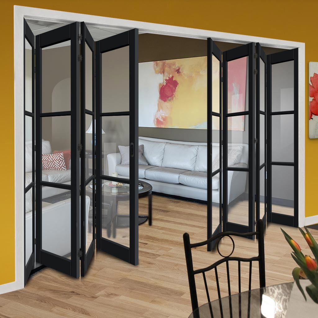Eight Folding Door & Frame Kit - Eco-Urban® Manchester 3 Pane DD6203C 4+4 - Clear Glass - Colour & Size Options