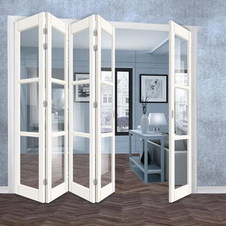 Image: Five Folding Door & Frame Kit - Eco-Urban® Manchester 3 Pane DD6203C 4+1 - Clear Glass - Colour & Size Options