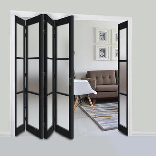 Image: Five Folding Door & Frame Kit - Eco-Urban® Manchester 3 Pane DD6203F 4+1 - Frosted Glass - Colour & Size Options