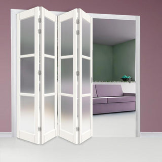 Image: Four Folding Door & Frame Kit - Eco-Urban® Manchester 3 Pane DD6203F 4+0 - Frosted Glass - Colour & Size Options