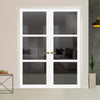 Manchester 3 Pane Solid Wood Internal Door Pair UK Made DD6306 - Tinted Glass - Eco-Urban® Cloud White Premium Primed