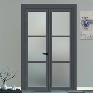 Image: Urban Ultimate® Room Divider Manchester 3 Pane Door DD6306F - Frosted Glass with Full Glass Side - Colour & Size Options