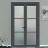 Urban Ultimate® Room Divider Manchester 3 Pane Door DD6306F - Frosted Glass with Matching Side - Colour & Size Options