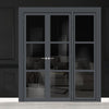 Urban Ultimate® Room Divider Manchester 3 Pane Door Pair DD6306T - Tinted Glass with Full Glass Side - Colour & Size Options