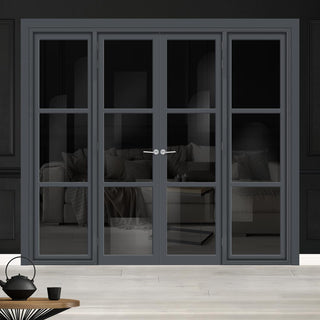 Image: Urban Ultimate® Room Divider Manchester 3 Pane Door Pair DD6306T - Tinted Glass with Matching Sides - Colour & Size Options