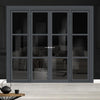 Urban Ultimate® Room Divider Manchester 3 Pane Door Pair DD6306T - Tinted Glass with Full Glass Sides - Colour & Size Options