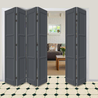 Image: Six Folding Door & Frame Kit - Eco-Urban® Manchester 3 Panel DD6203P 4+2 - Colour & Size Options