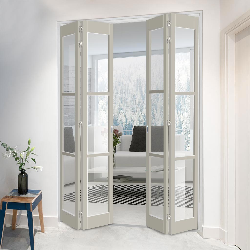 Four Folding Door & Frame Kit - Eco-Urban® Manchester 3 Pane DD6203C 2+2 - Clear Glass - Colour & Size Options