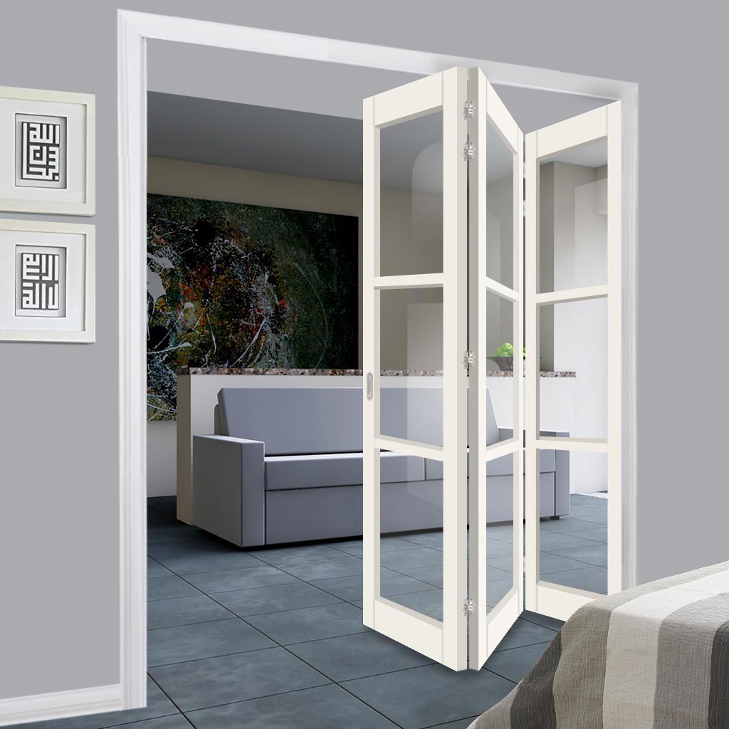 Three Folding Door & Frame Kit - Eco-Urban® Manchester 3 Pane DD6203C 3+0 - Clear Glass - Colour & Size Options