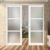 Bespoke Handmade Eco-Urban® Manchester 3 Pane Double Evokit Pocket Door DD6306SG - Frosted Glass - Colour Options