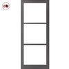 Urban Ultimate® Room Divider Manchester 3 Pane Door Pair DD6306F - Frosted Glass with Full Glass Sides - Colour & Size Options