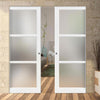 Handmade Eco-Urban® Manchester 3 Pane Double Absolute Evokit Pocket Door DD6306SG - Frosted Glass - Colour & Size Options