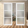 Handmade Eco-Urban® Manchester 3 Pane Double Evokit Pocket Door DD6306SG - Frosted Glass - Colour & Size Options