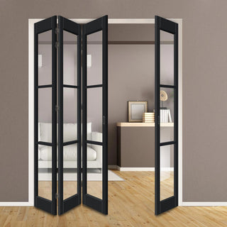 Image: Four Folding Door & Frame Kit - Eco-Urban® Manchester 3 Pane DD6203C 3+1 - Clear Glass - Colour & Size Options