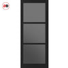 Manchester 3 Pane Solid Wood Internal Door UK Made DD6306 - Tinted Glass - Eco-Urban® Shadow Black Premium Primed