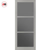 Manchester 3 Pane Solid Wood Internal Door Pair UK Made DD6306 - Tinted Glass - Eco-Urban® Mist Grey Premium Primed