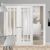 WhiteRoom Divider - Manhattan Bevelled Clear Glass Primed Door Pair with Full Glass Side