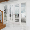 ThruEasi White Room Divider - Manhattan Bevelled Clear Glass Primed Door Pair with Full Glass Sides