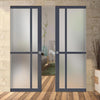 Handmade Eco-Urban® Marfa 4 Pane Double Absolute Evokit Pocket Door DD6313SG - Frosted Glass - Colour & Size Options