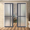 Handmade Eco-Urban Marfa 4 Pane Double Evokit Pocket Door DD6313SG - Frosted Glass - Colour & Size Options
