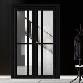 Image: Urban Ultimate® Room Divider Marfa 4 Pane Door DD6313C with Matching Side - Clear Glass - Colour & Height Options